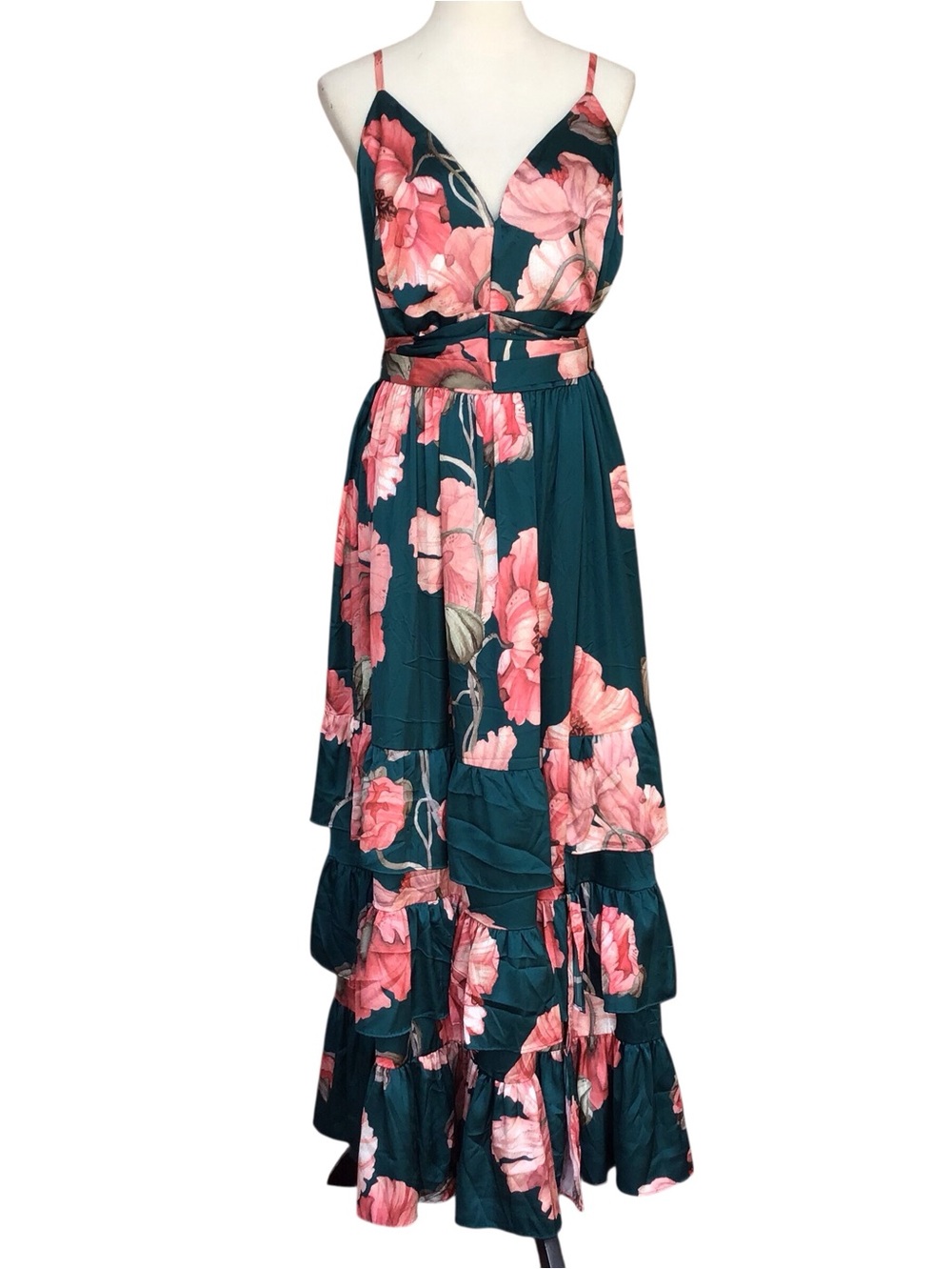 Hutch Guthrie Maxi Dress in Emerald Vining Painted Floral NEW - Picture 5 of 10
